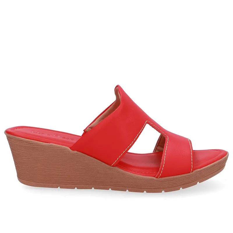 Tamanco Salto Anabela Couro Vermelho 38
