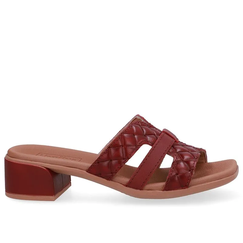 Tamanco Maxi Tressê Couro Vermelho 40