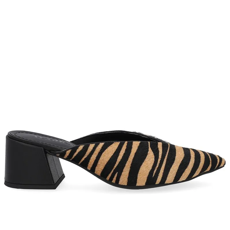 Mule Pelo Tigre Salto Bloco Couro 39