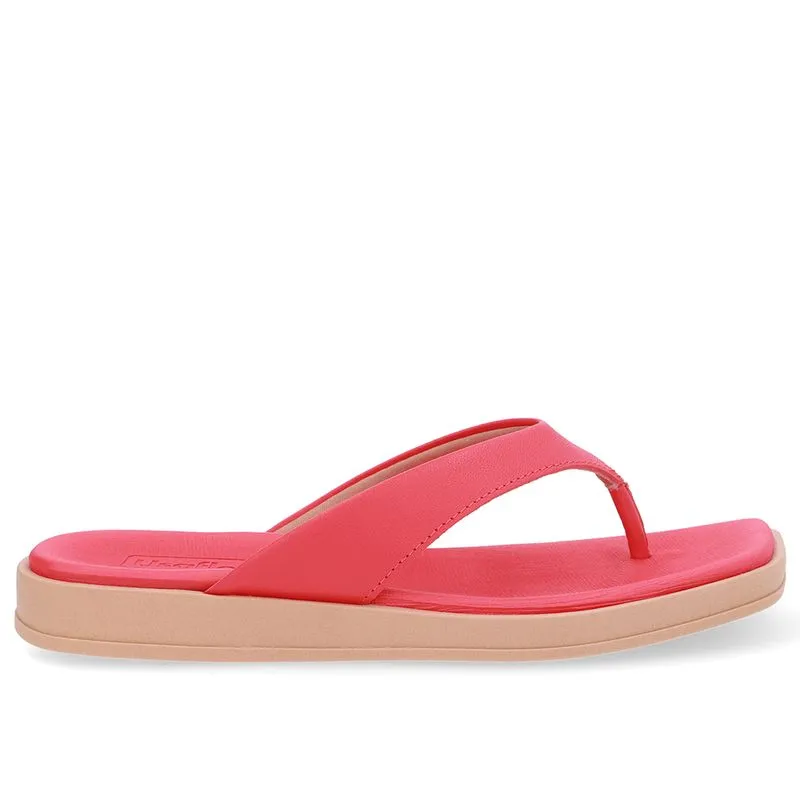 Chinelo Salto Baixo Couro Vermelho 39
