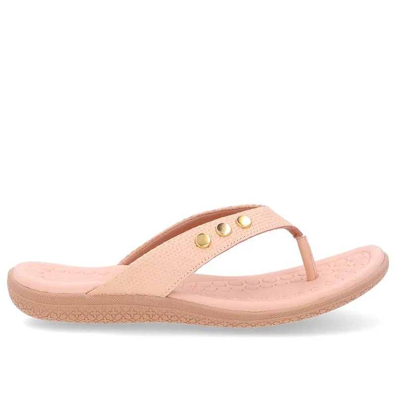 Chinelo Rasteiro Couro Laranja Claro 40