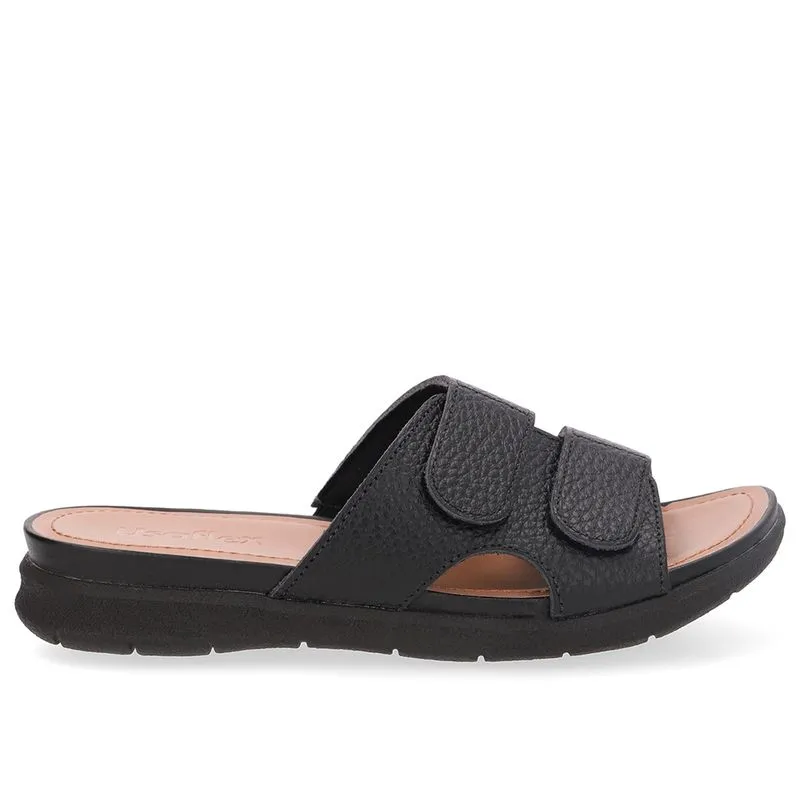 Slide Preto Plataforma Couro Fecho-Flex 41