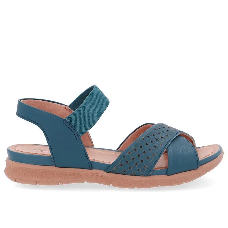 Sandália Plataforma Couro Azul Elástico 33