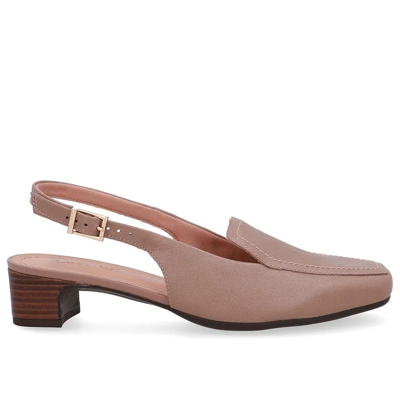 Slingback Marrom Bico Quadrado Couro 38