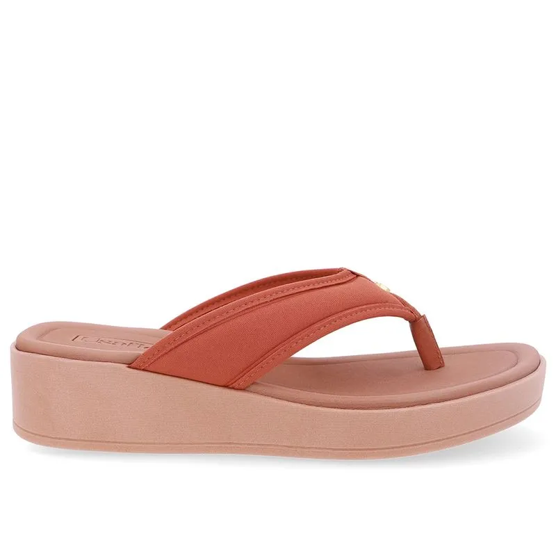 Chinelo Salto Plataforma Tecido Marrom 40