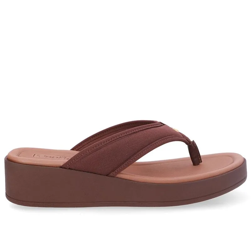Chinelo Salto Plataforma Tecido Marrom 36