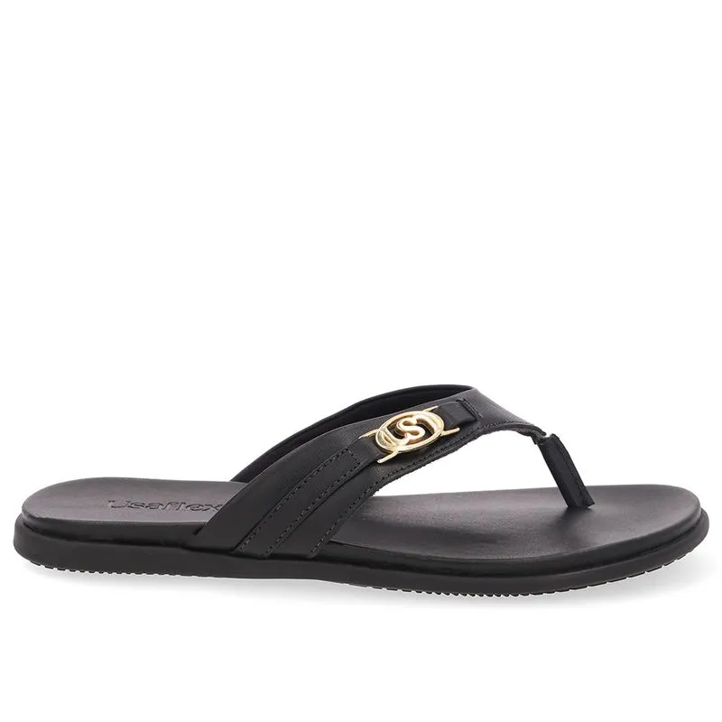 Chinelo Tira Couro Preto Monograma 39