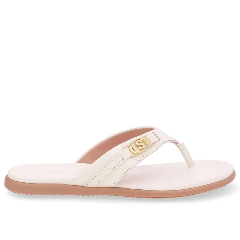 Chinelo Tira Couro Branco Marfim Monograma 40