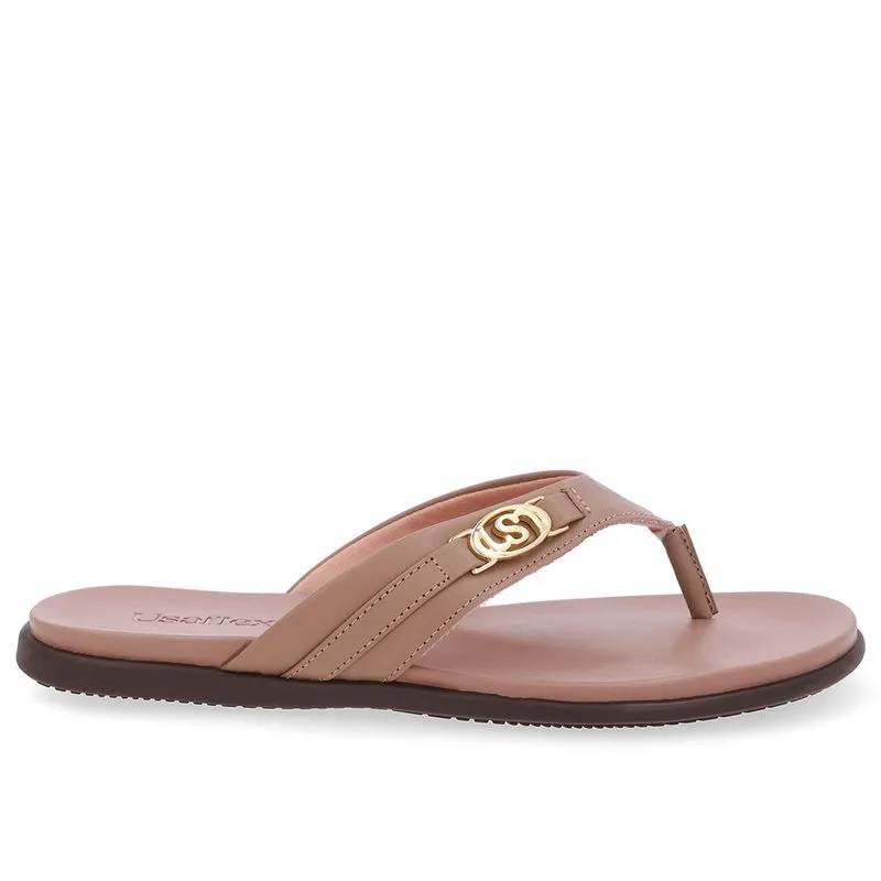 Chinelo Tira Couro Marrom Monograma 35