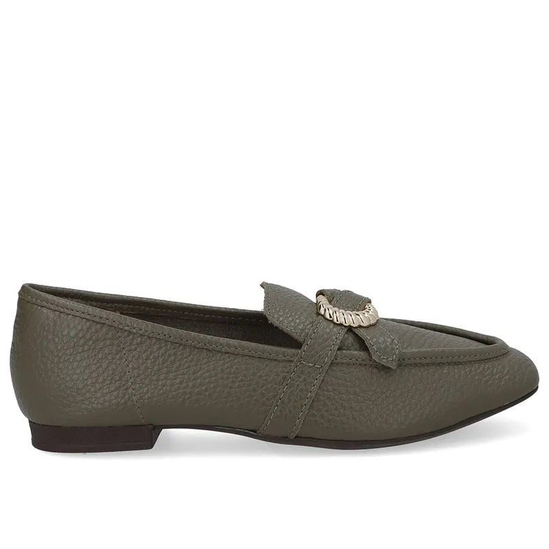 Loafer Couro Verde Enfeite 36