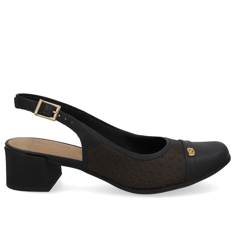 Slingback Preto Couro Laser 33