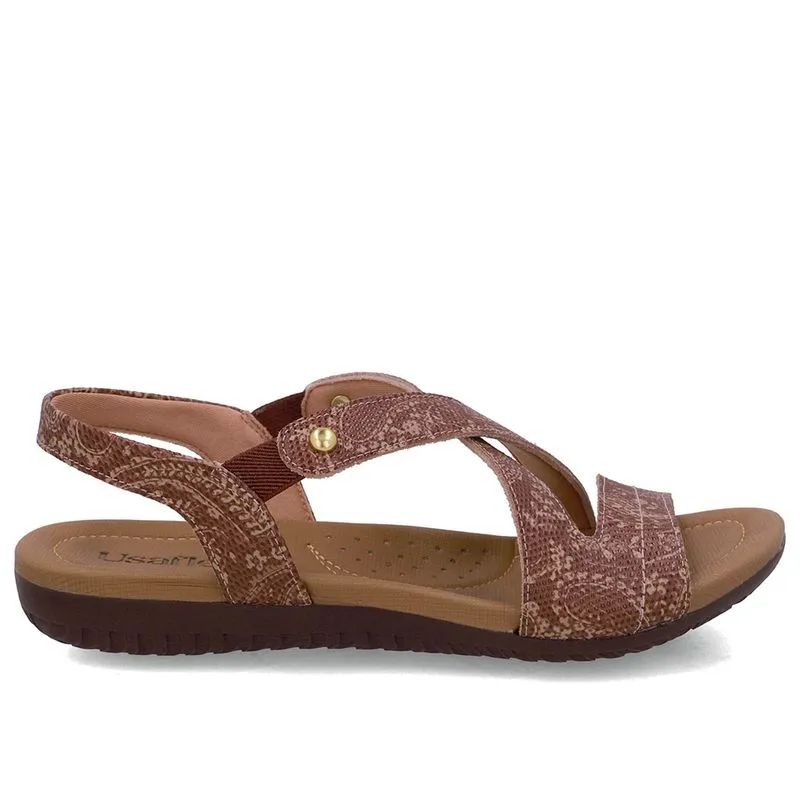 Sandália Rasteira Couro Marrom Boho Elástico 40