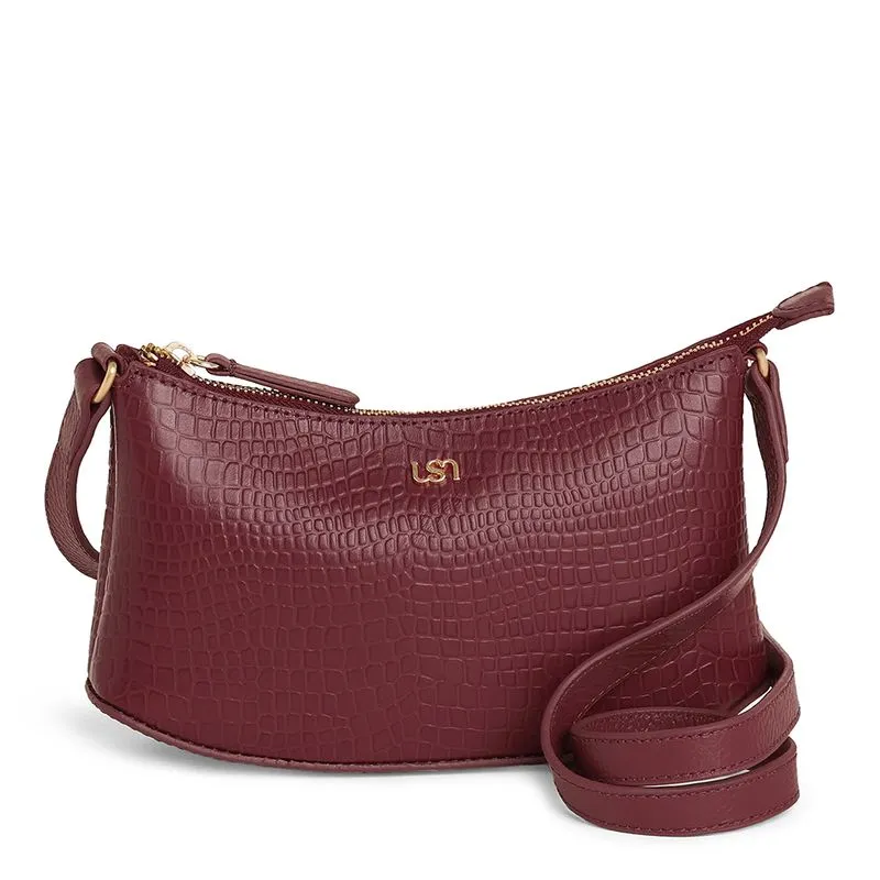 Bolsa Tiracolo Vermelha Em Couro Mini Croco