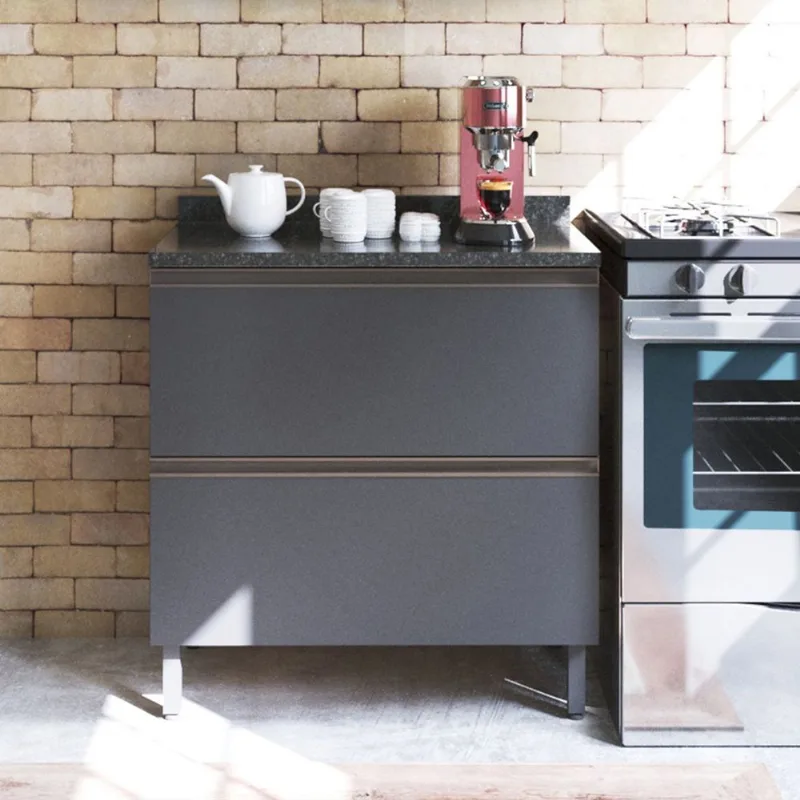 Mueble inferior de cocina 80cm 1 puerta 1 cajón incluye mesón MDP Gris - Bertolini