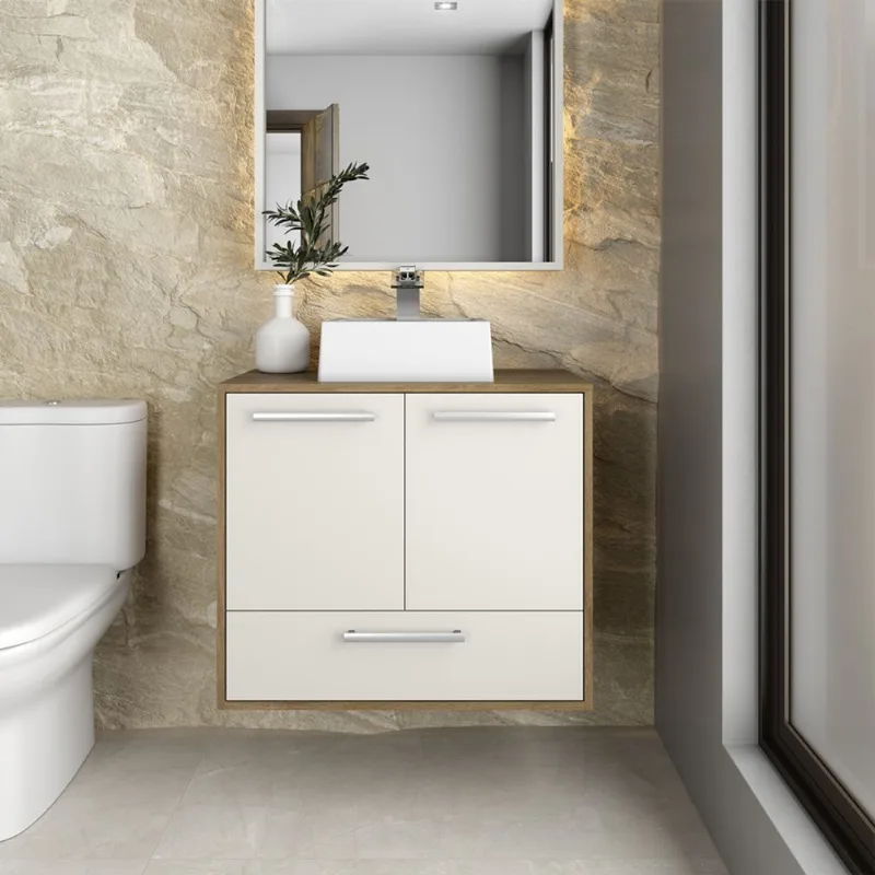 Mueble de baño de 70 cm en MDP Sin Lavamanos Off white 2P 1 CAJÓN - Bertolini