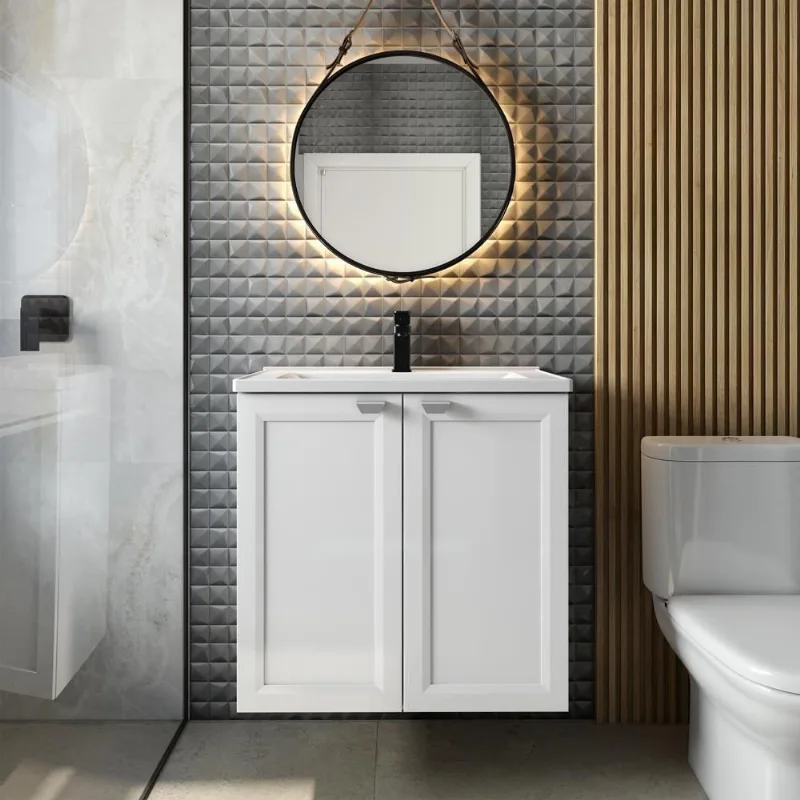 Balcão Para Banheiro Com Pia E 2 Portas Branco Bertolini Branco - Bertolini