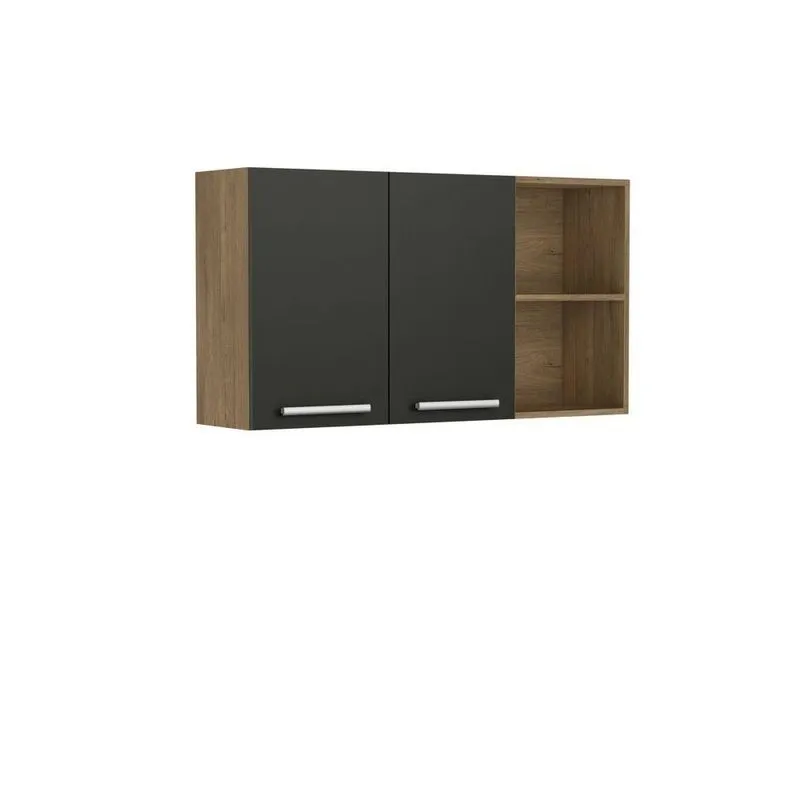 Armário Aéreo De Cozinha 8071 105cm 2 Portas MDP MDF Giratória Grafite Bertolini