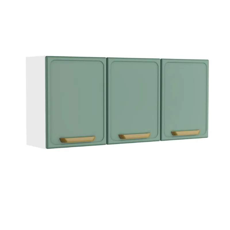Armário Aéreo De Aço 3 Portas Verde Bellagio Bella Bertolini Verde/branco