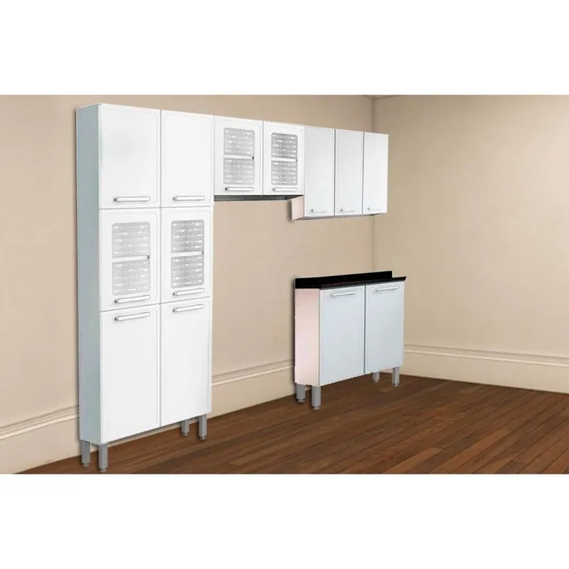 Cozinha Modulada Bertolini Gourmet 4 Peças (2 Armários + 1 Balcão + 1 Paneleiro) C4P66 Branco