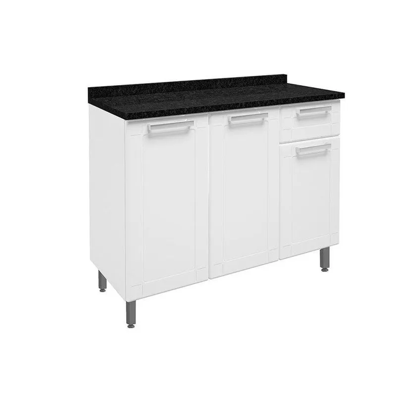 Balcao De Cozinha Modulado Multipla 6112 3 Portas 1 Gaveta C Tampo Branco Bertolini