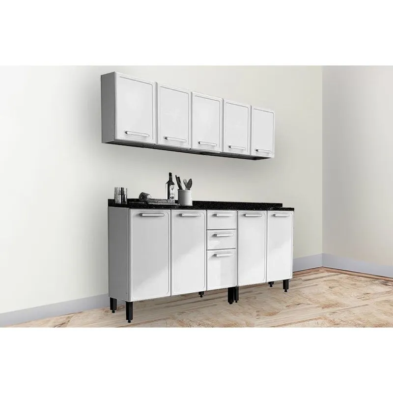 Kit de Cozinha Modulada 4 Peças Gourmet (2 Armários + 2 Balcões) C4P69 Branco - Bertolini