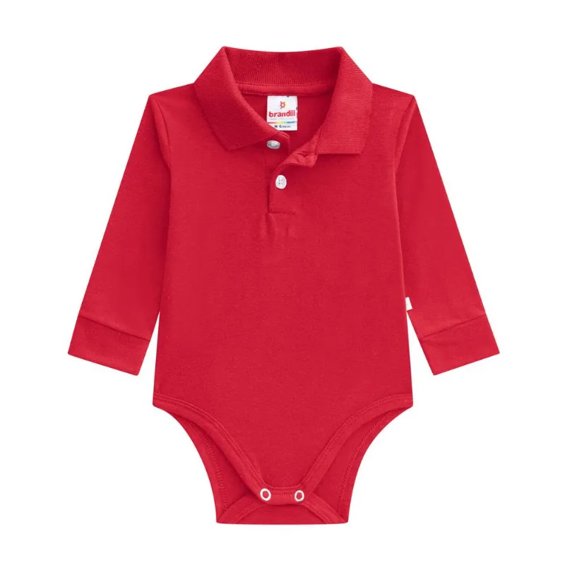 Body polo básico bebê menino de cotton Brandili Baby Vermelho RN