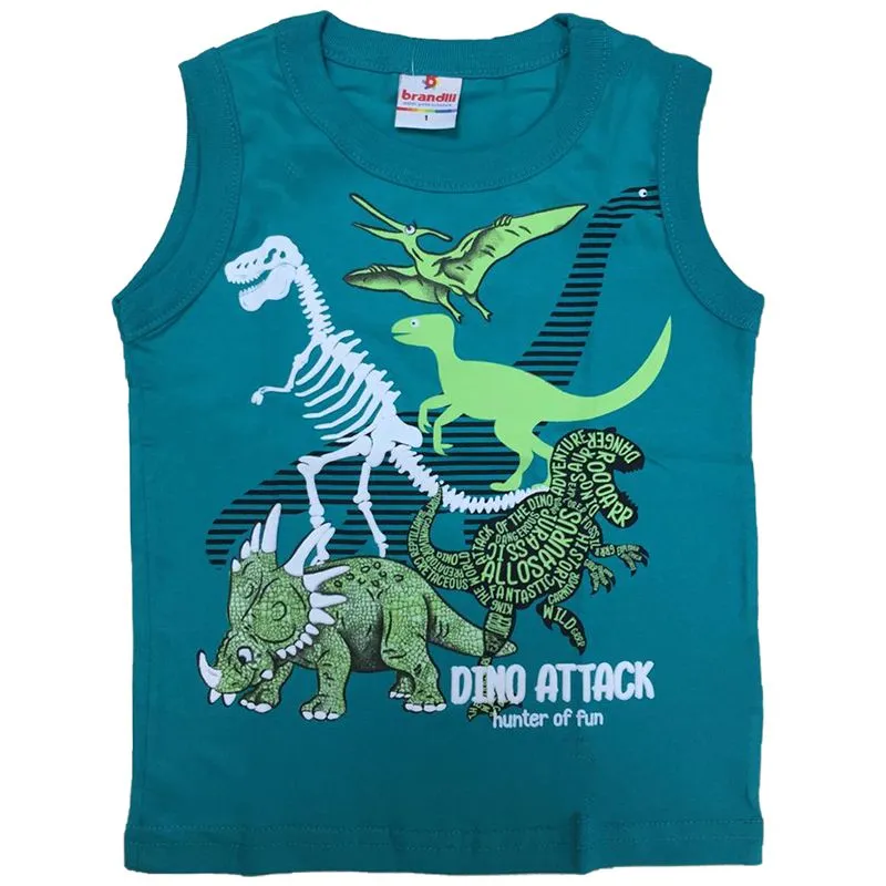 Regata Infantil Menino Com Estampa Dinossauros 1/3 - 34697-VERDE-3