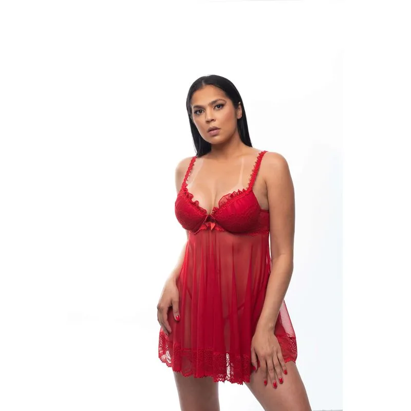 Camisola Em Tule Vermelha Alana G - Amor E Sedução