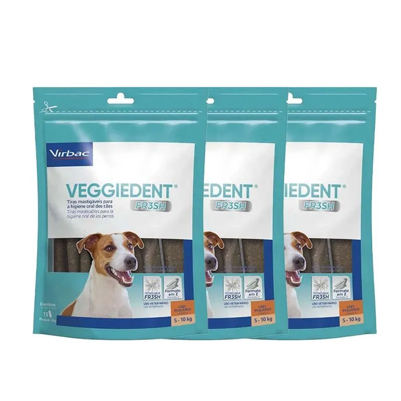 Kit 3 Veggiedent Fresh Para Caes Pequenos 5 a 10 kg - Virbac