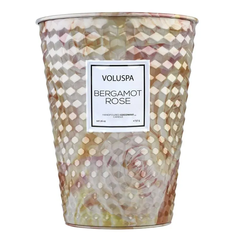 Vela Bergamot Rose Roses Collection Cone Textura 3D 2 Pavios 80 Horas Voluspa