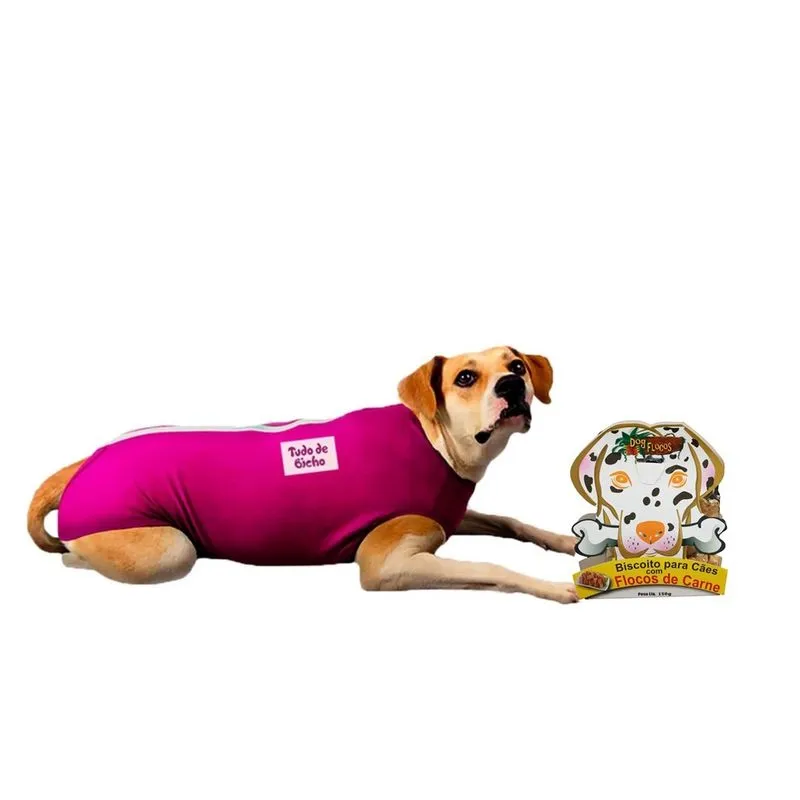 Roupa Pós Cirúrgica Tudo de Bicho Zíper Rosa - Tam. 01
