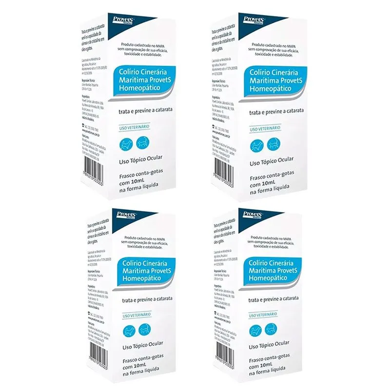 Kit 4 Colírios Cinerária Marítima Homeopático Provets – 10ml