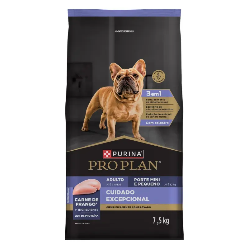 Ração Pro Plan Cuidado Excepcional Cães Adultos Minis e Pequenos Frango 7,5 kg