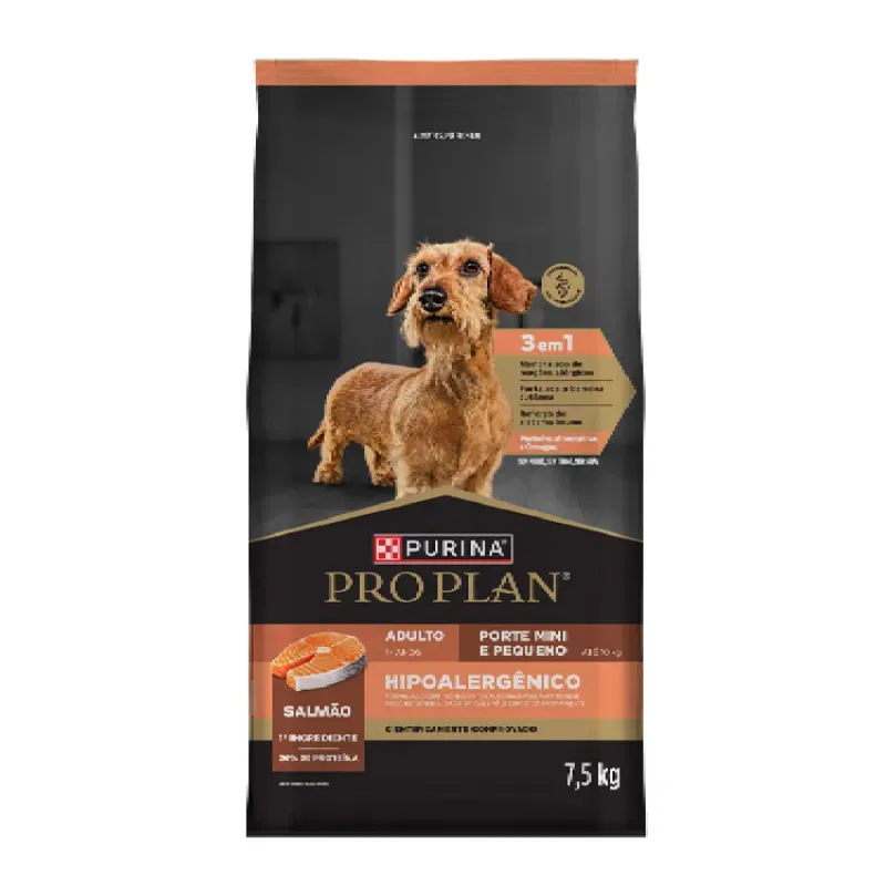 Ração Pro Plan Hipoalergênico Cães Adultos Mini e Pequeno Salmão 7,5 kg
