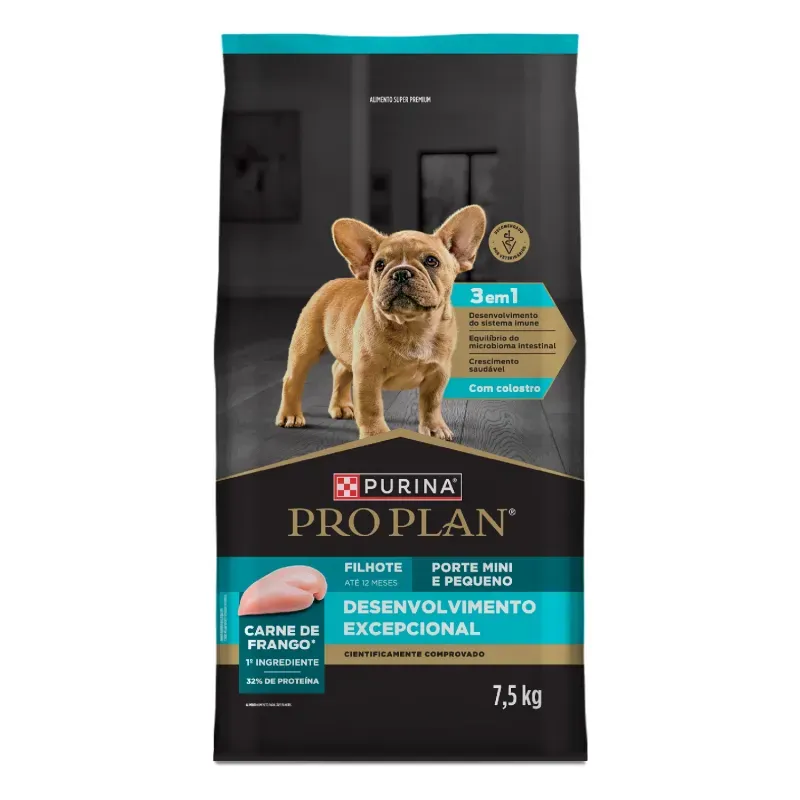 Ração Pro Plan Desenvolvimento Excepcional Cães Filhotes Minis e Pequenos Frango 7,5 kg