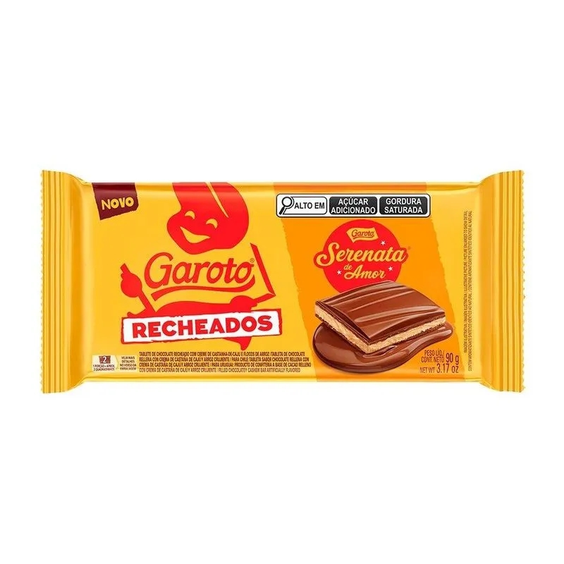 Chocolate Garoto Recheado Serenata Do Amor Tablete 90g - Embalagem Com 14 Unidades