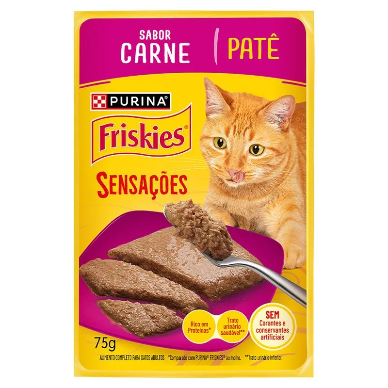 Patê para Gatos Adultos Purina Friskies Sensações Carne Sachê 75g
