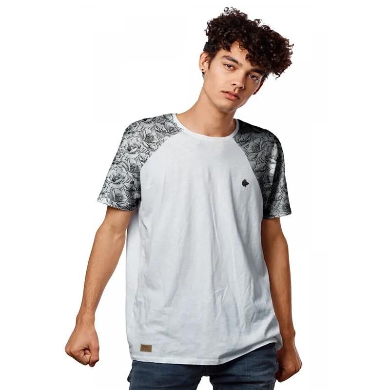Camiseta Raglan Floral Black White