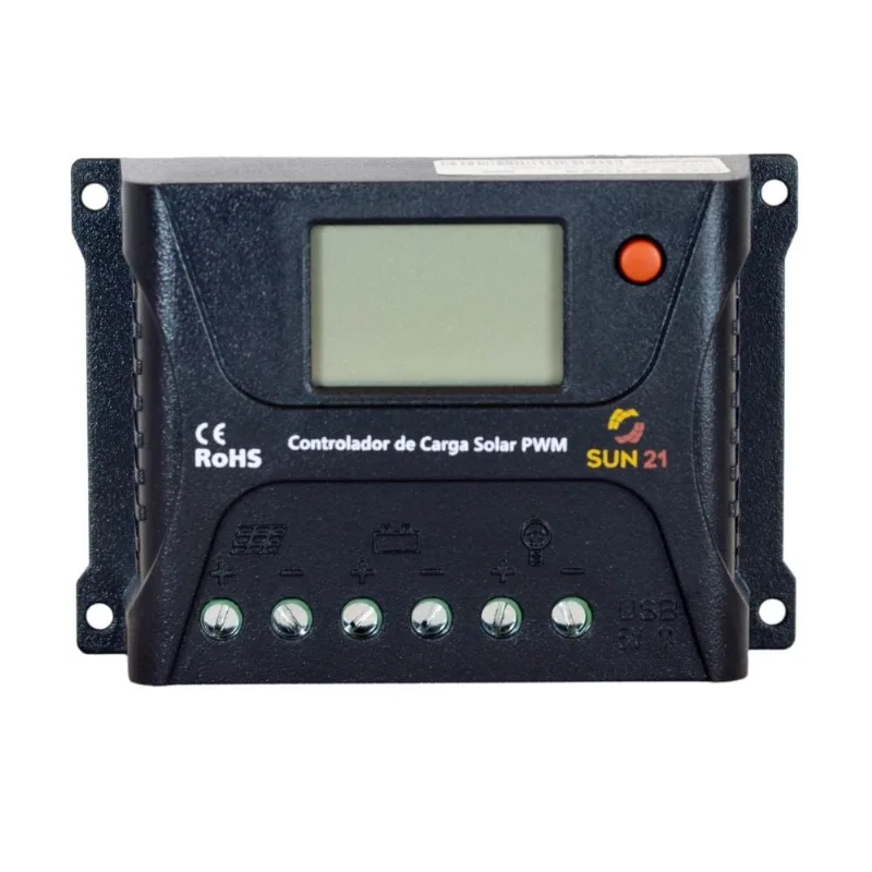 Controlador de Carga 10A 12V/24V pwm Sun21 - CCS-P1024