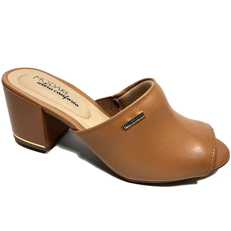 Tamanco Modare Conforto Liso Feminino - Caramelo - 34