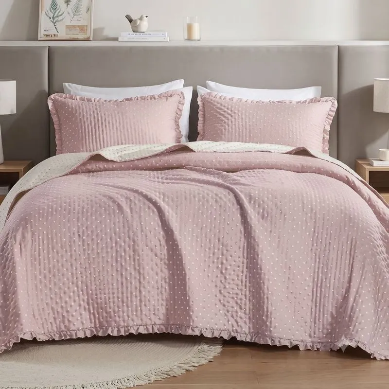 Colcha Queen Charlotte 100% Poliéster Macia Estampada com Babados Rosa Corttex 260CM Colcha Queen Charlotte 100% Poliéster Macia Estampada Rosa Corttex 260CM