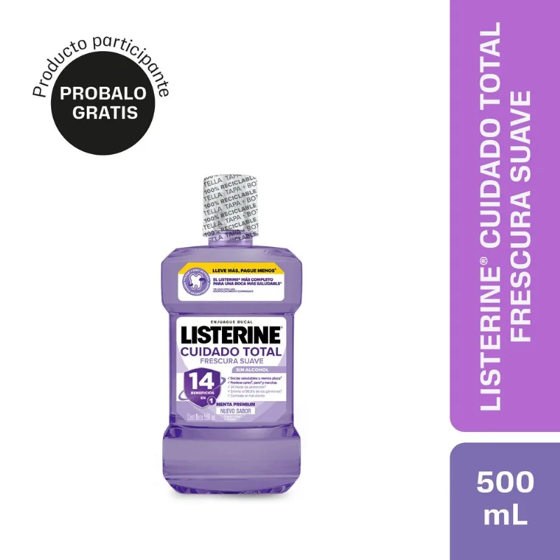 Enjuague Bucal Cuidado Total Frescura Suave Sin Alcohol 500 Ml