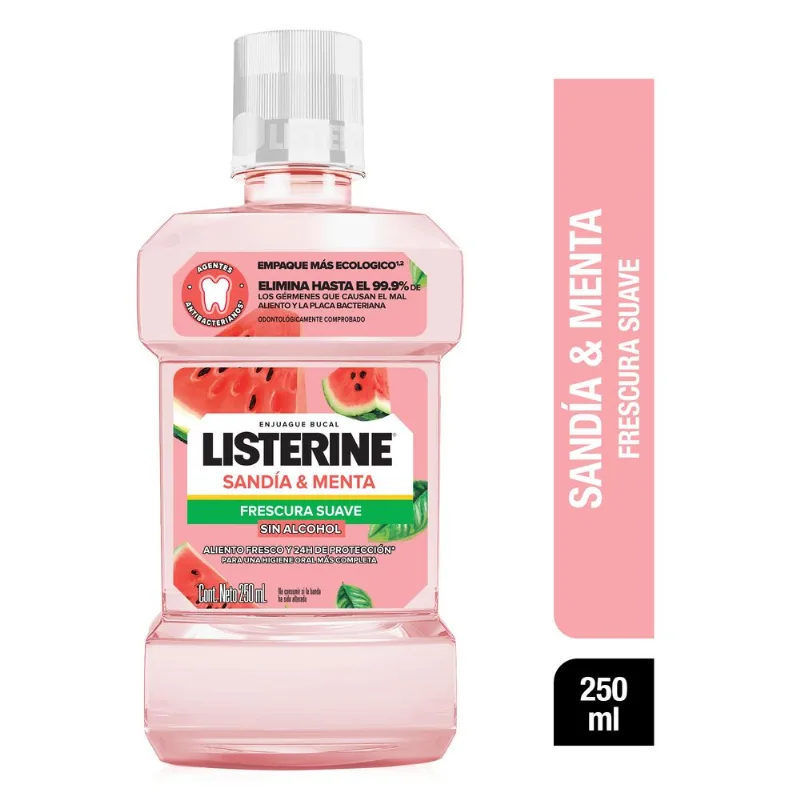 Enjuague Bucal LISTERINE SANDIA Frescura Suave Sin Alcohol 250 Ml