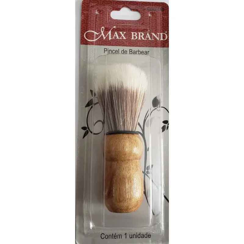 Pincel De Barbear Base Madeira Fios Nylon