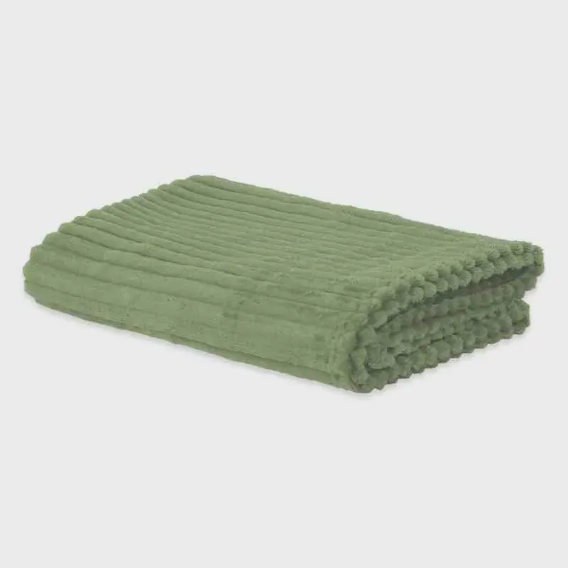 Peseira Flannel Corduroy Casal 1,94 x 0,80 Verde Malta Niazitex