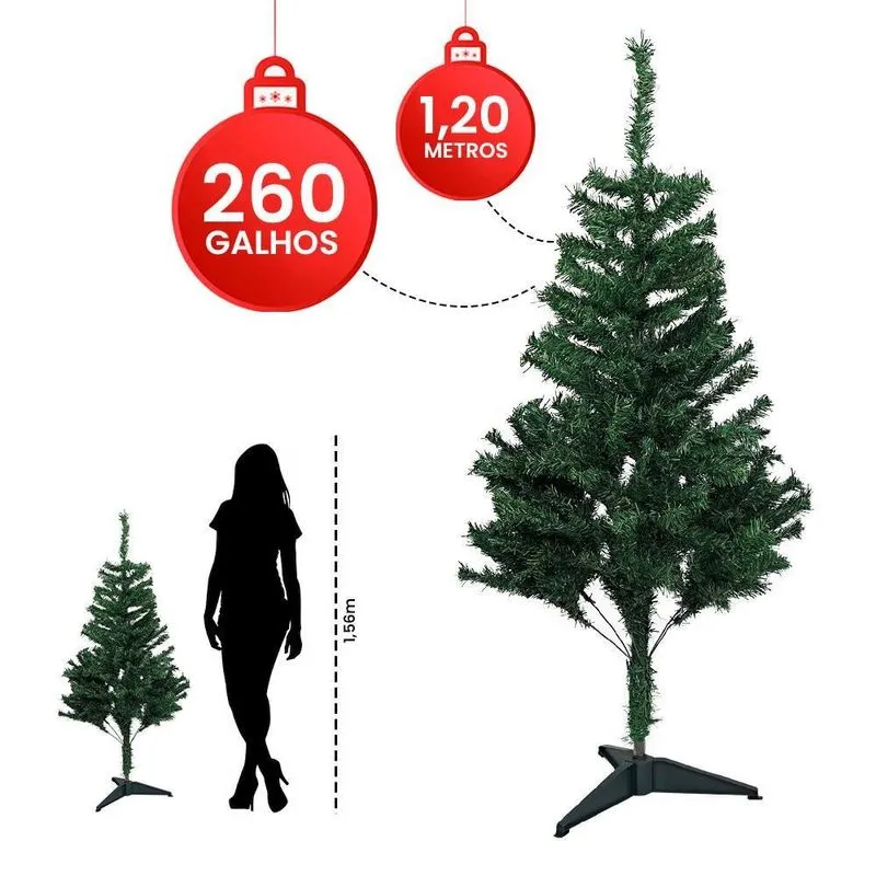 Árvore De Natal Pinheiro Luxo - 120cm - Pvc E Ferro - Verde