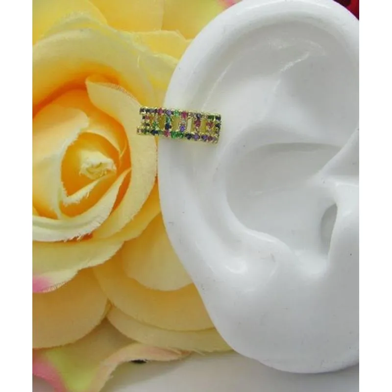 Piercing Argola Falso Fake Dourado Pedra Zirconia F Ouro