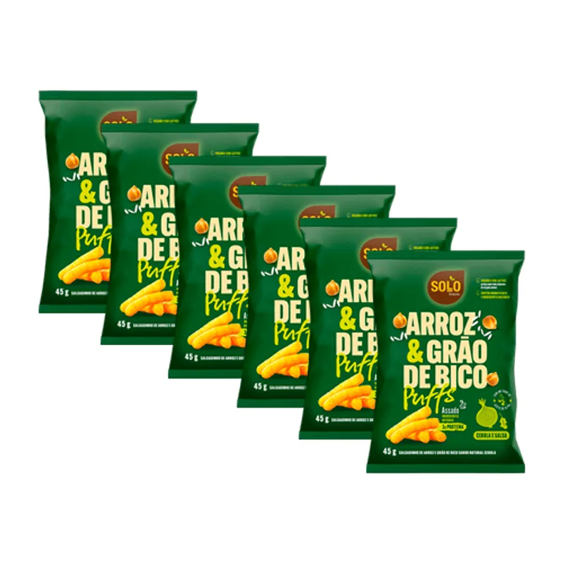 Kit 6x: Snack Puffs Arroz E Grão De Bico Cebola E Salsa Solo Snacks 45g