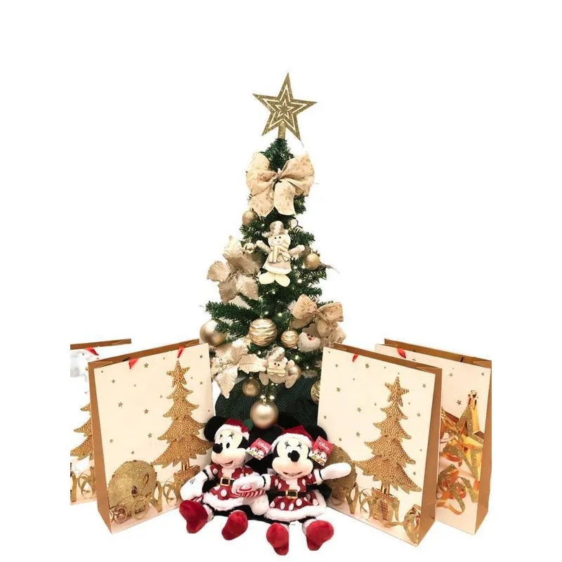 Árvore Natal Completa Pisca Led 1,20m 100 Galhos Dourado