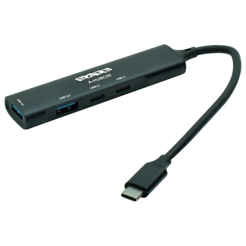 Hub USB-C 3.1 Satellite A-HUBC59 4 Portas 2 USB 3.0 e 2 USB-C Fêmea Preto
